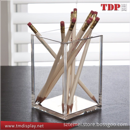 factory wholesale customized clear acrylic pen cup holder with metal